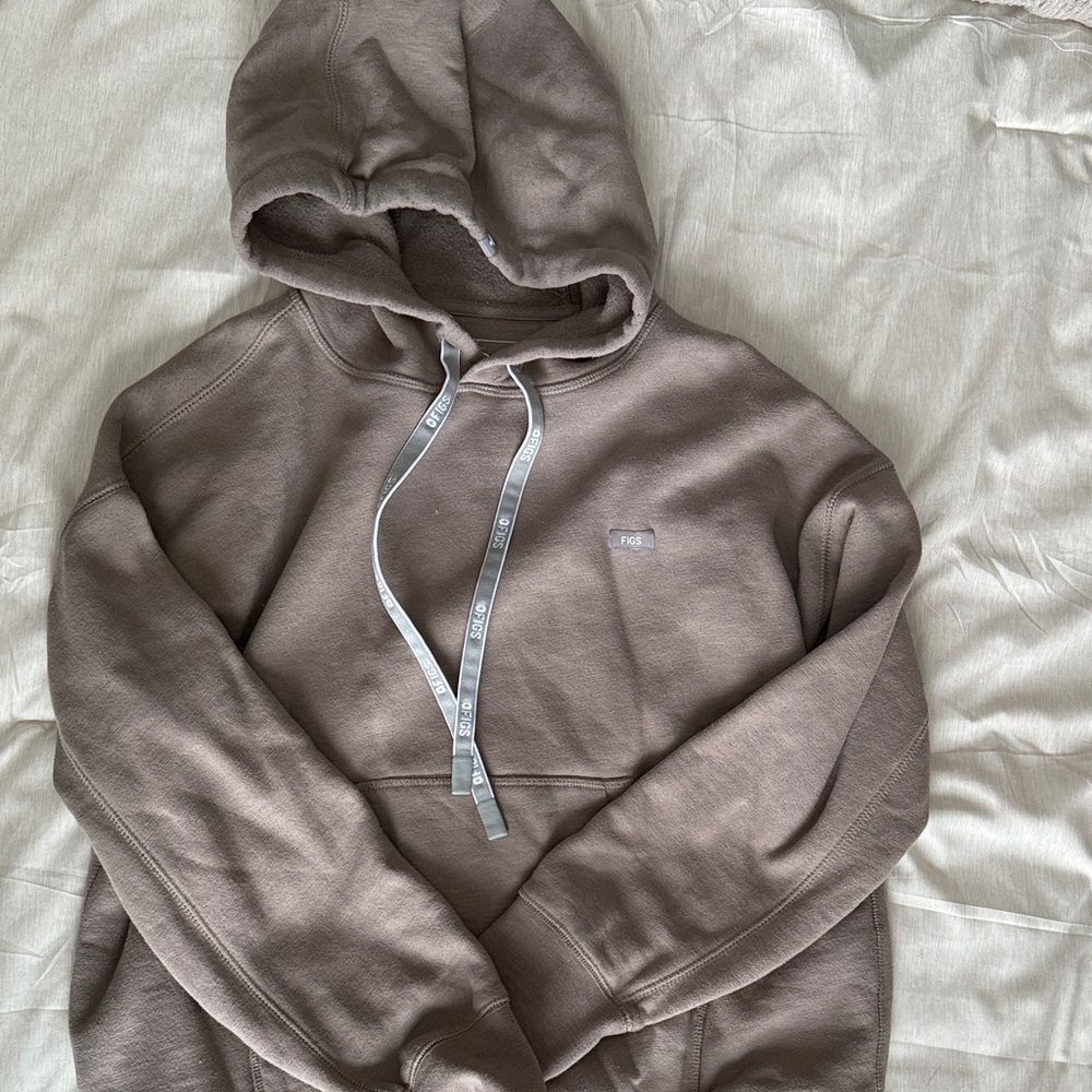 FIGS Dark Fawn Hoodie with Drawstrings